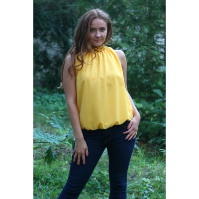Embroidered blouse "Romance" yellow